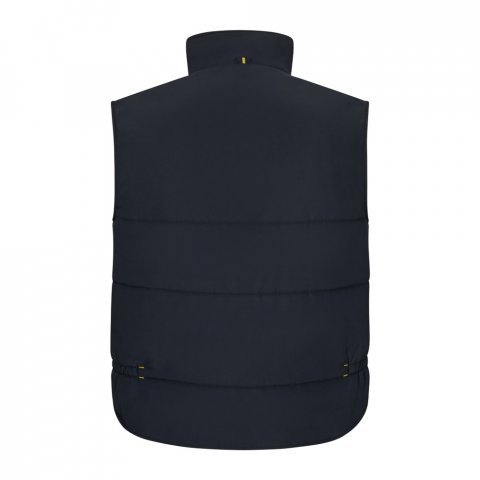 VL NERGAL. Colete acolchoado, bicolor multibolsos (120g/m&sup2;), em poli&eacute;ster (100%) - Azul marinho/Amarelo