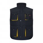 VL NERGAL. Colete acolchoado, bicolor multibolsos (120g/m&sup2;), em poli&eacute;ster (100%) - Azul marinho/Amarelo
