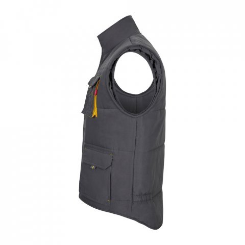 VL NERGAL. Colete acolchoado, bicolor multibolsos (120g/m&sup2;), em poli&eacute;ster (100%) - Cinzento/Amarelo