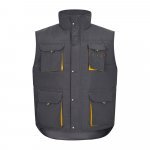 VL NERGAL. Colete acolchoado, bicolor multibolsos (120g/m&sup2;), em poli&eacute;ster (100%) - Cinzento/Amarelo