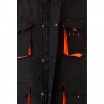 VL NERGAL. Colete acolchoado, bicolor multibolsos (120g/m&sup2;), em poli&eacute;ster (100%) - Preto/Laranja