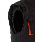 VL NERGAL. Colete acolchoado, bicolor multibolsos (120g/m&sup2;), em poli&eacute;ster (100%) - Preto/Laranja