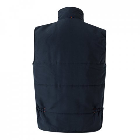 VL NERGAL. Colete acolchoado, bicolor multibolsos (120g/m&sup2;), em poli&eacute;ster (100%) - Azul marinho/Laranja