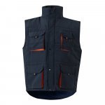 VL NERGAL. Colete acolchoado, bicolor multibolsos (120g/m&sup2;), em poli&eacute;ster (100%) - Azul marinho/Laranja