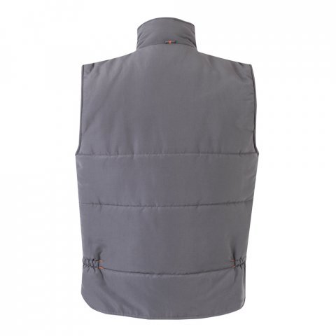 VL NERGAL. Colete acolchoado, bicolor multibolsos (120g/m&sup2;), em poli&eacute;ster (100%) - Cinzento/Laranja