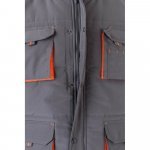 VL NERGAL. Colete acolchoado, bicolor multibolsos (120g/m&sup2;), em poli&eacute;ster (100%) - Cinzento/Laranja