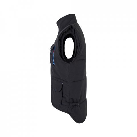VL NERGAL. Colete acolchoado, bicolor multibolsos (120g/m&sup2;), em poli&eacute;ster (100%) - Preto/Azul Claro
