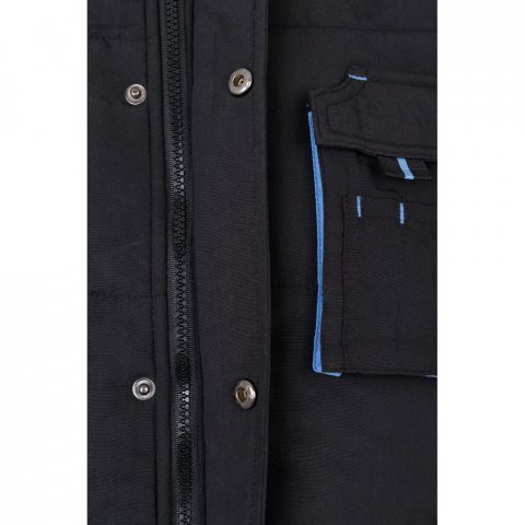 VL NERGAL. Colete acolchoado, bicolor multibolsos (120g/m&sup2;), em poli&eacute;ster (100%) - Preto/Azul Claro