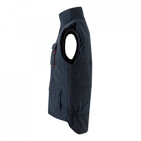 VL NERGAL. Colete acolchoado, bicolor multibolsos (120g/m&sup2;), em poli&eacute;ster (100%) - Azul marinho/Vermelho