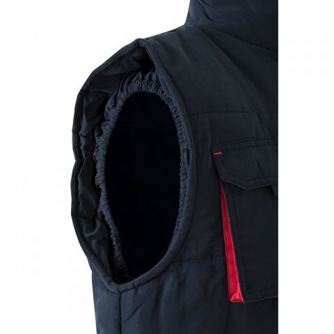 VL NERGAL. Colete acolchoado, bicolor multibolsos (120g/m&sup2;), em poli&eacute;ster (100%) - Azul marinho/Vermelho