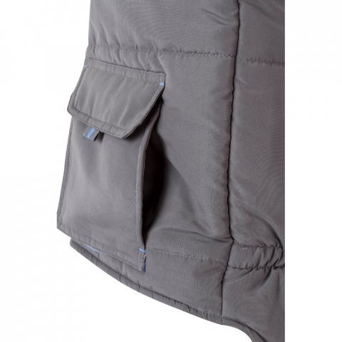 VL NERGAL. Colete acolchoado, bicolor multibolsos (120g/m&sup2;), em poli&eacute;ster (100%) - Cinzento/Azul Claro
