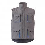 VL NERGAL. Colete acolchoado, bicolor multibolsos (120g/m&sup2;), em poli&eacute;ster (100%) - Cinzento/Azul Claro
