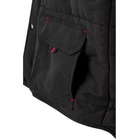 VL NERGAL. Colete acolchoado, bicolor multibolsos (120g/m&sup2;), em poli&eacute;ster (100%) - Preto/Vermelho