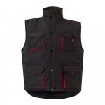 VL NERGAL. Colete acolchoado, bicolor multibolsos (120g/m&sup2;), em poli&eacute;ster (100%) - Preto/Vermelho