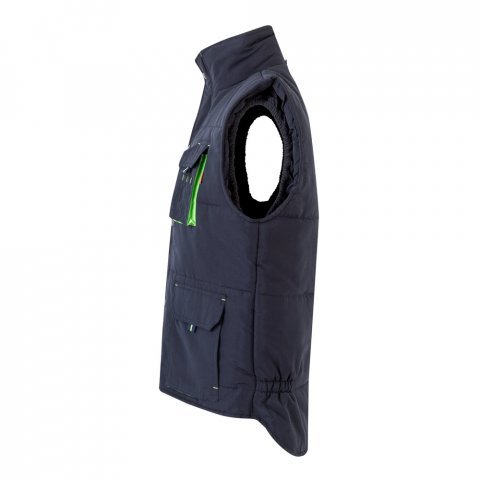 VL NERGAL. Colete acolchoado, bicolor multibolsos (120g/m&sup2;), em poli&eacute;ster (100%) - Azul marinho/Verde