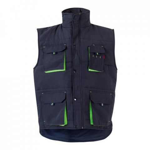 VL NERGAL. Colete acolchoado, bicolor multibolsos (120g/m&sup2;), em poli&eacute;ster (100%) - Azul marinho/Verde