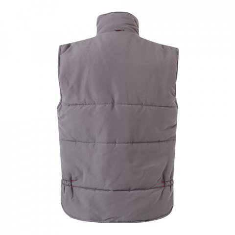 VL NERGAL. Colete acolchoado, bicolor multibolsos (120g/m&sup2;), em poli&eacute;ster (100%) - Cinzento/Vermelho