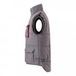 VL NERGAL. Colete acolchoado, bicolor multibolsos (120g/m&sup2;), em poli&eacute;ster (100%) - Cinzento/Vermelho