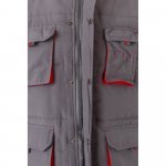 VL NERGAL. Colete acolchoado, bicolor multibolsos (120g/m&sup2;), em poli&eacute;ster (100%) - Cinzento/Vermelho