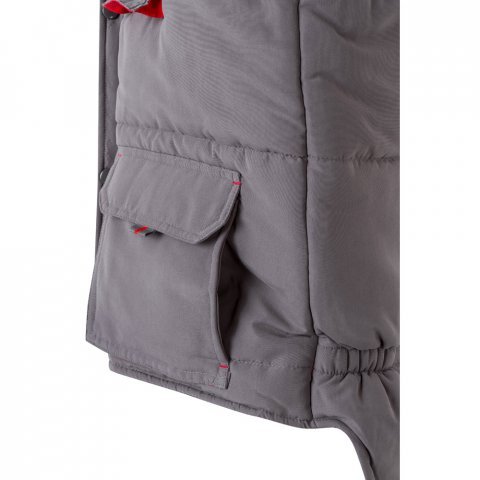 VL NERGAL. Colete acolchoado, bicolor multibolsos (120g/m&sup2;), em poli&eacute;ster (100%) - Cinzento/Vermelho