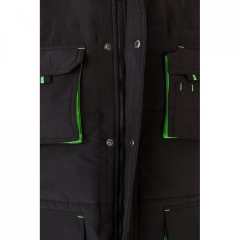 VL NERGAL. Colete acolchoado, bicolor multibolsos (120g/m&sup2;), em poli&eacute;ster (100%) - Preto/Verde