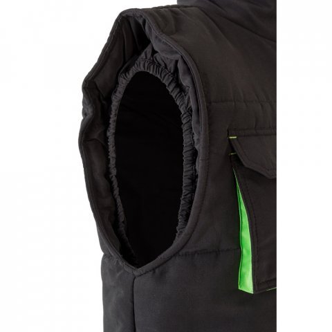 VL NERGAL. Colete acolchoado, bicolor multibolsos (120g/m&sup2;), em poli&eacute;ster (100%) - Preto/Verde