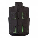 VL NERGAL. Colete acolchoado, bicolor multibolsos (120g/m&sup2;), em poli&eacute;ster (100%) - Preto/Verde