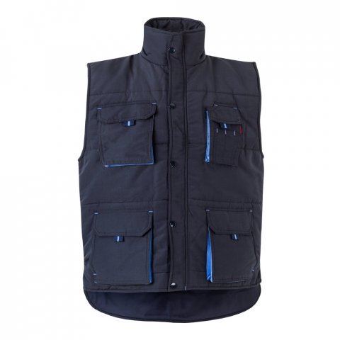 VL NERGAL. Colete acolchoado, bicolor multibolsos (120g/m&sup2;), em poli&eacute;ster (100%) - Azul marinho/Azul Claro