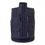 VL NERGAL. Colete acolchoado, bicolor multibolsos (120g/m&sup2;), em poli&eacute;ster (100%) - Azul marinho/Azul Claro