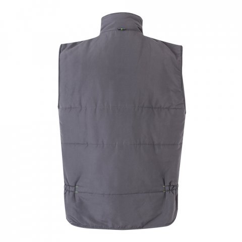 VL NERGAL. Colete acolchoado, bicolor multibolsos (120g/m&sup2;), em poli&eacute;ster (100%) - Cinzento/Verde