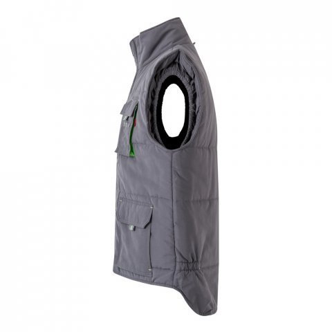 VL NERGAL. Colete acolchoado, bicolor multibolsos (120g/m&sup2;), em poli&eacute;ster (100%) - Cinzento/Verde
