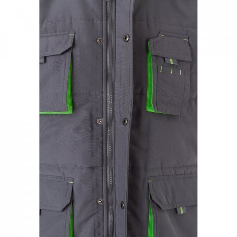 VL NERGAL. Colete acolchoado, bicolor multibolsos (120g/m&sup2;), em poli&eacute;ster (100%) - Cinzento/Verde
