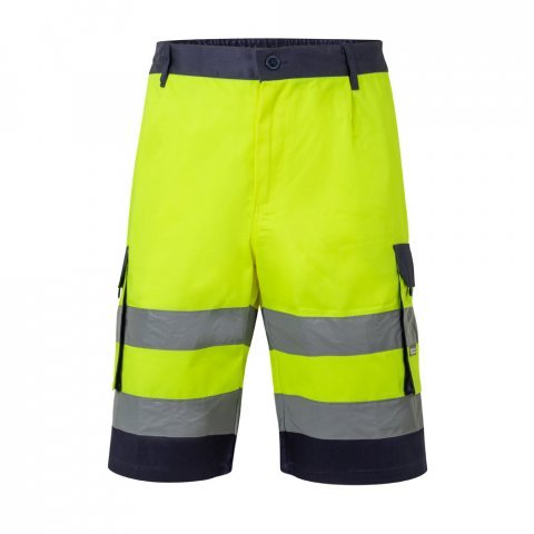VL HADES. Two-tone multi-pocket Bermuda shorts (210g/m&sup2;), in cotton (20%) and polyester (80%) - Yellow