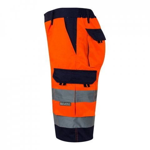 VL HADES. Two-tone multi-pocket Bermuda shorts (210g/m&sup2;), in cotton (20%) and polyester (80%) - Orange
