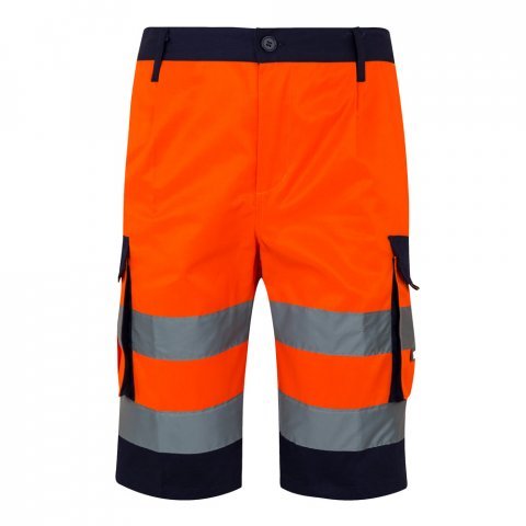 VL HADES. Two-tone multi-pocket Bermuda shorts (210g/m&sup2;), in cotton (20%) and polyester (80%) - Orange