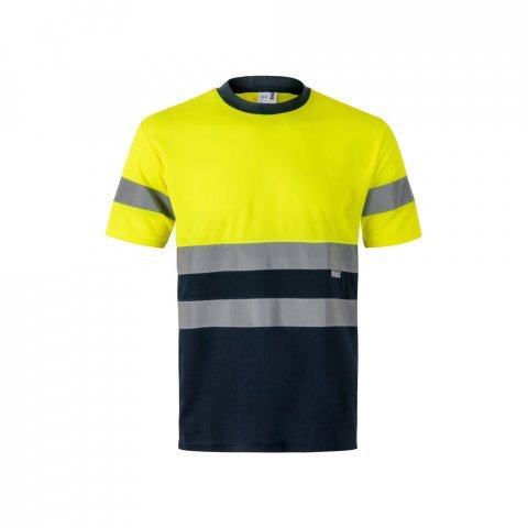 VL BRAHMA. Tricou tehnic bicolor cu ochi de pasăre (140g/m&sup2;), din poliester (100%) - Albastru/Galben