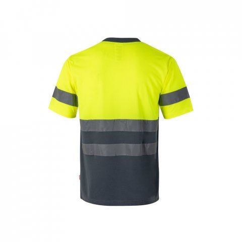 VL BRAHMA. Tricou tehnic bicolor cu ochi de pasăre (140g/m&sup2;), din poliester (100%) - Gri/Galben