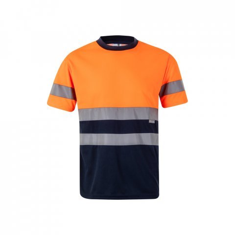 VL BRAHMA. Tricou tehnic bicolor cu ochi de pasăre (140g/m&sup2;), din poliester (100%) - Albastru/Portocaliu