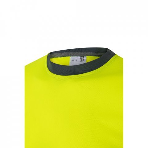 VL BRAHMA LARGE. T-shirt t&eacute;cnica bicolor bird-eye (140g/m&sup2;), em poli&eacute;ster (100%) - Cinzento/Amarelo