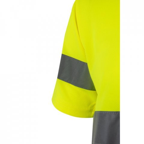 VL BRAHMA LARGE. T-shirt t&eacute;cnica bicolor bird-eye (140g/m&sup2;), em poli&eacute;ster (100%) - Cinzento/Amarelo