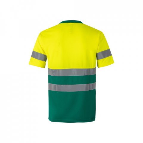 VL BRAHMA LARGE. T-shirt t&eacute;cnica bicolor bird-eye (140g/m&sup2;), em poli&eacute;ster (100%) - Verde/Amarelo