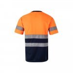 VL BRAHMA LARGE. T-shirt t&eacute;cnica bicolor bird-eye (140g/m&sup2;), em poli&eacute;ster (100%) - Azul marinho/Laranja
