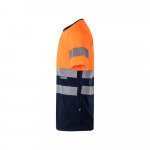 VL BRAHMA LARGE. T-shirt t&eacute;cnica bicolor bird-eye (140g/m&sup2;), em poli&eacute;ster (100%) - Azul marinho/Laranja