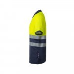 VL ACHELOUS. Polo piqu&eacute; bicolore (150g/m&sup2;) &agrave; manches courtes, en coton (55%) et polyester (45%) - Bleu marine/Jaune