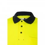 VL ACHELOUS. Polo piqu&eacute; bicolore (150g/m&sup2;) &agrave; manches courtes, en coton (55%) et polyester (45%) - Bleu marine/Jaune