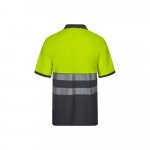 VL ACHELOUS. Polo piqu&eacute; bicolore (150g/m&sup2;) &agrave; manches courtes, en coton (55%) et polyester (45%) - Gris/Jaune