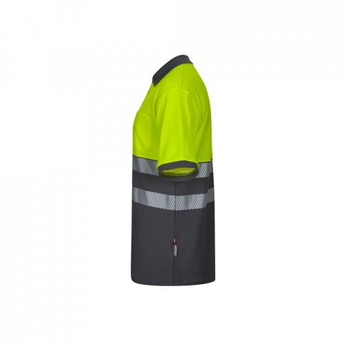 VL ACHELOUS. Polo piqu&eacute; bicolore (150g/m&sup2;) &agrave; manches courtes, en coton (55%) et polyester (45%) - Gris/Jaune