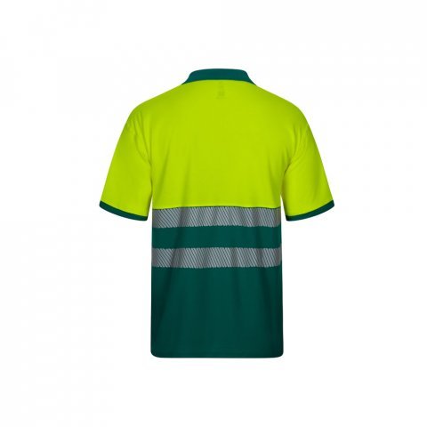 VL ACHELOUS. Polo piqu&eacute; bicolore (150g/m&sup2;) &agrave; manches courtes, en coton (55%) et polyester (45%) - Vert/Jaune