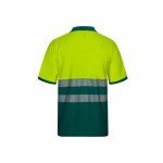 VL ACHELOUS. Polo piqu&eacute; bicolore (150g/m&sup2;) &agrave; manches courtes, en coton (55%) et polyester (45%) - Vert/Jaune