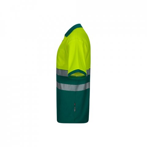 VL ACHELOUS. Polo piqu&eacute; bicolore (150g/m&sup2;) &agrave; manches courtes, en coton (55%) et polyester (45%) - Vert/Jaune